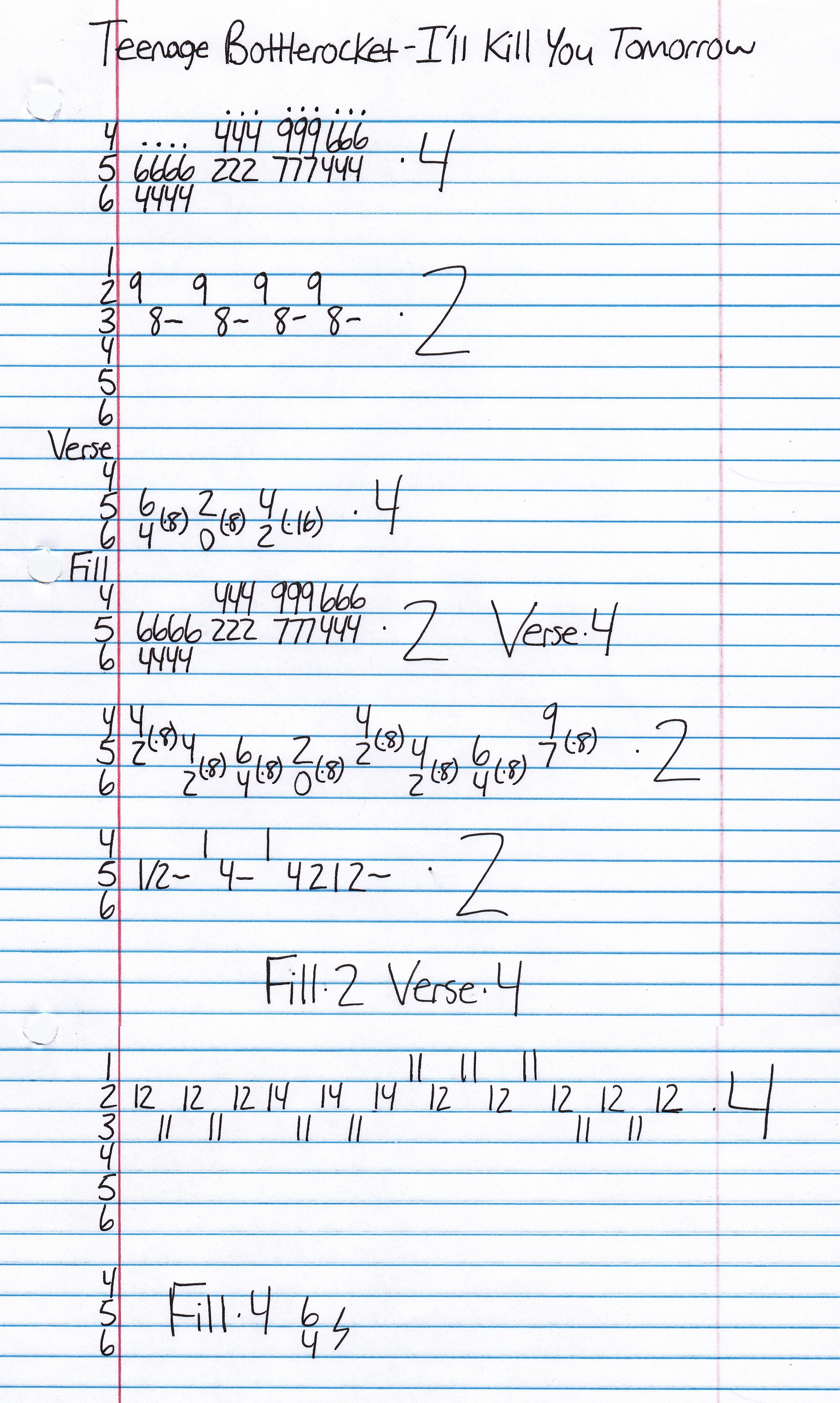 High quality guitar tab for I'll Kill You Tomorrow by Teenage Bottlerocket off of the album Stay Rad!. ***Complete and accurate guitar tab!***